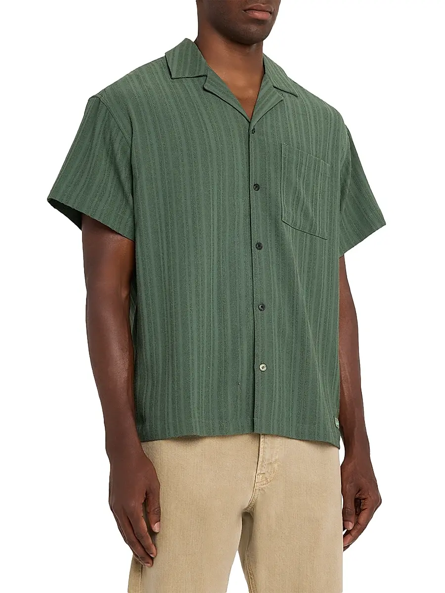 Scotch & Soda Men's Textured Striped Chest-Pocket Short-Sleeve Shirt | Thumbnail 8 Scotch & Soda Men's Textured Striped Chest-Pocket Short-Sleeve Shirt | Thumbnail 8
