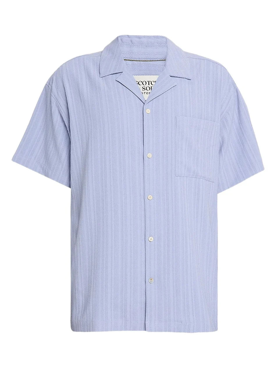 Scotch & Soda Men's Textured Striped Chest-Pocket Short-Sleeve Shirt