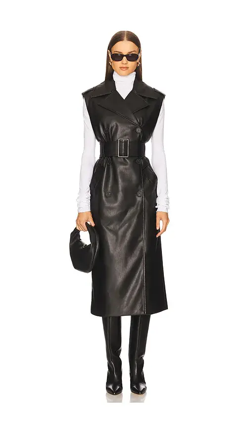 susana monaco Sleeveless Faux Leather Sleeveless Trench | Image 1 susana monaco Sleeveless Faux Leather Sleeveless Trench | Image 1