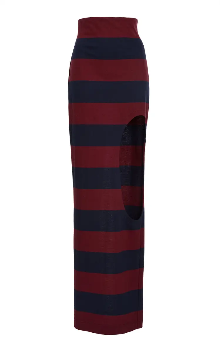 Cutout-Detailed Cotton Maxi Skirt - Stripe