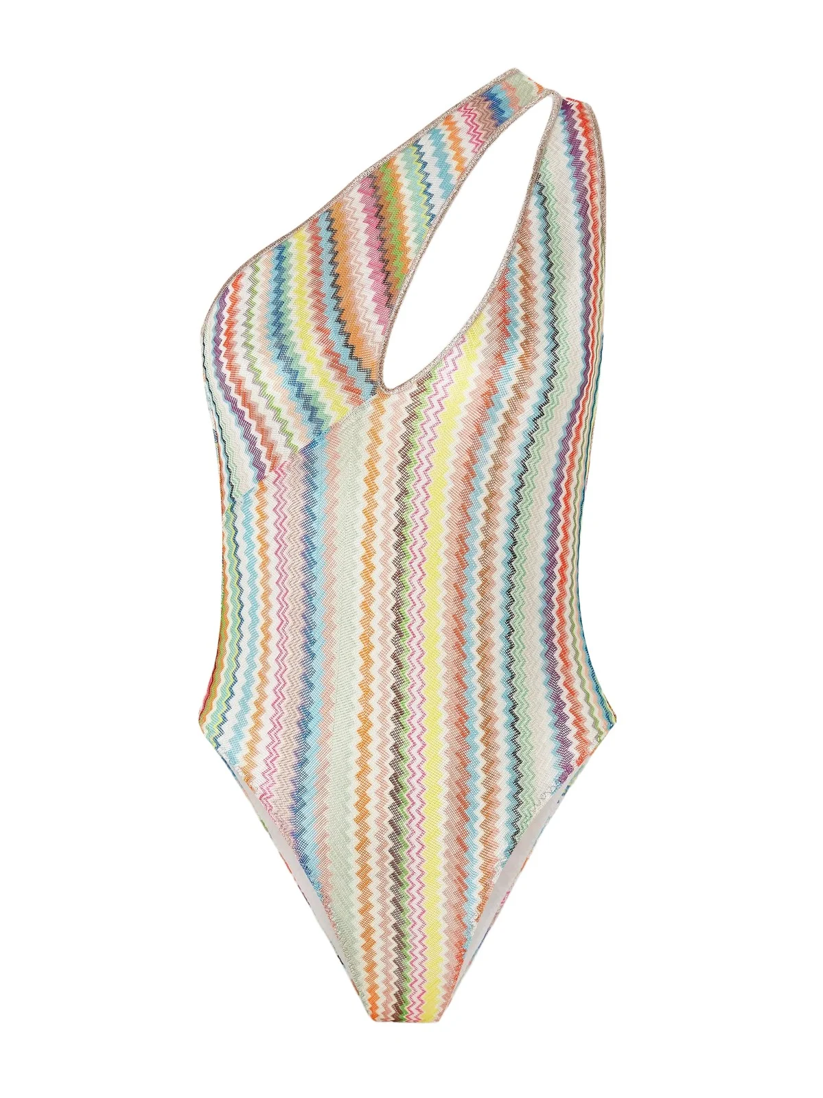 Mare One-shoulder Cutout Striped Metallic Crochet-knit Swimsuit Mare One-shoulder Cutout Striped Metallic Crochet-knit Swimsuit