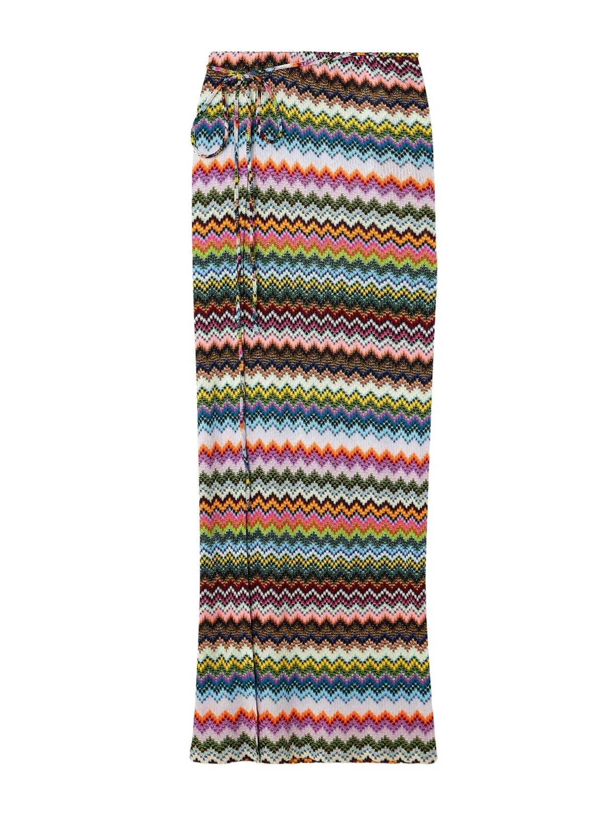 Mare Striped Metallic Crochet-knit Maxi Wrap Skirt Mare Striped Metallic Crochet-knit Maxi Wrap Skirt