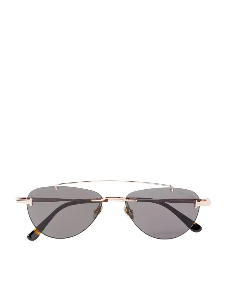Tom Ford Astor Rimless Aviator-style Rose Gold-tone Sunglasses | Image 1 Tom Ford Astor Rimless Aviator-style Rose Gold-tone Sunglasses | Image 1