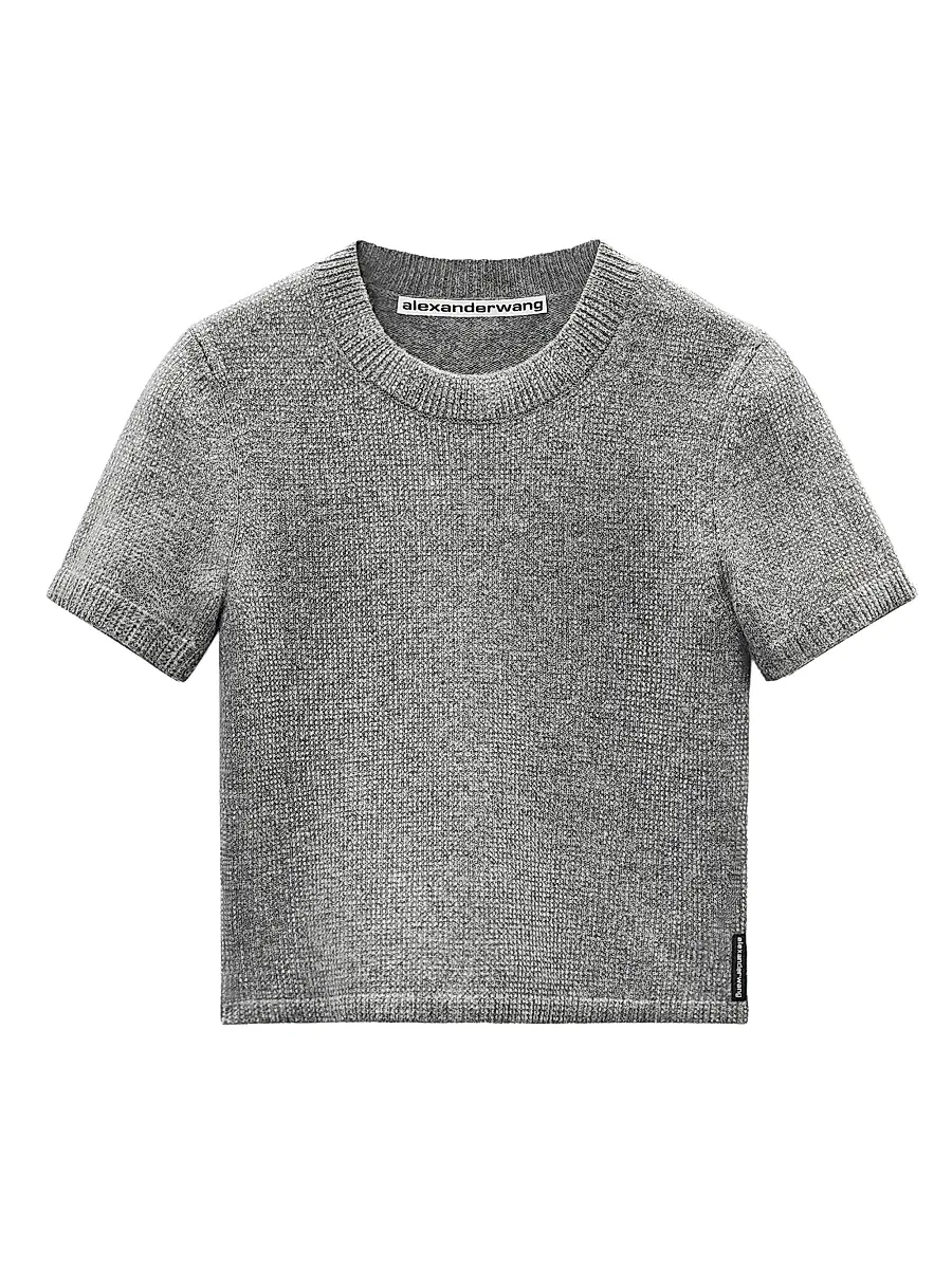 Women's Hotfix Wool-Blend Knit Crewneck T-Shirt - Heather Grey
