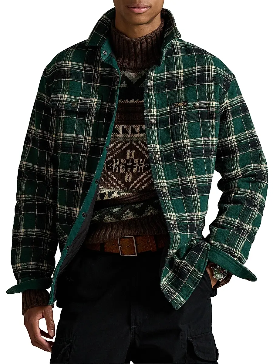Polo Ralph Lauren Men's Plaid Two-Sided Brushed Flannel Shirt Jacket | Thumbnail 3 Polo Ralph Lauren Men's Plaid Two-Sided Brushed Flannel Shirt Jacket | Thumbnail 3
