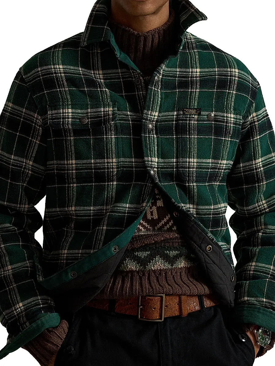 Polo Ralph Lauren Men's Plaid Two-Sided Brushed Flannel Shirt Jacket | Thumbnail 5 Polo Ralph Lauren Men's Plaid Two-Sided Brushed Flannel Shirt Jacket | Thumbnail 5
