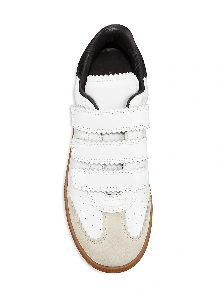 Isabel Marant Women's Beth Perforated Low-Top Suede-Leather Sneakers - White Black | Thumbnail 3 Isabel Marant Women's Beth Perforated Low-Top Suede-Leather Sneakers - White Black | Thumbnail 3