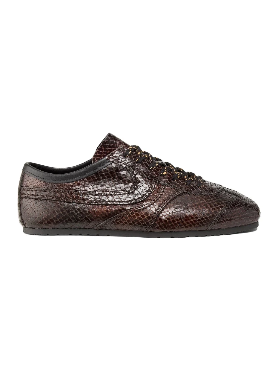 Dries Van Noten Women's Snake-Embossed Leather Sneakers