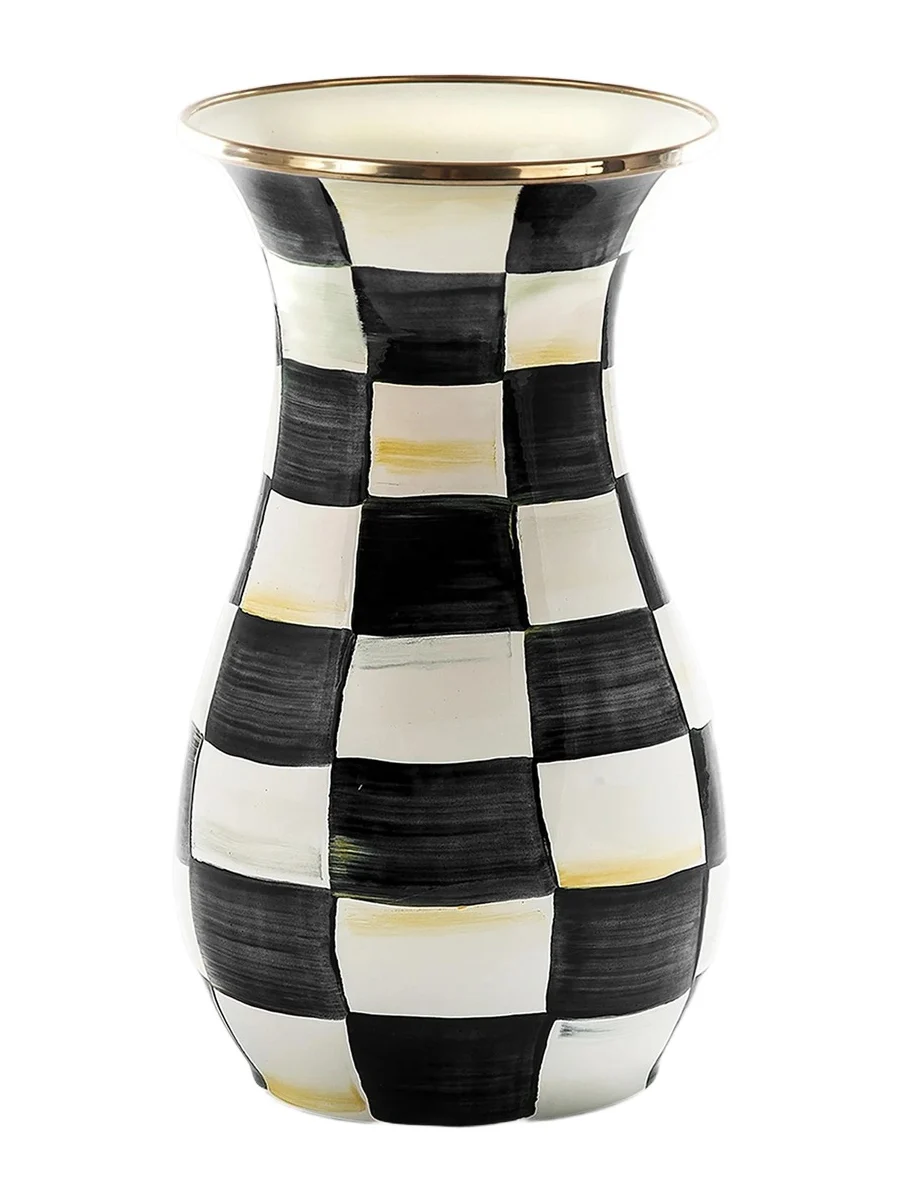 MacKenzie-Childs Tall Courtly Check Enamel Vase