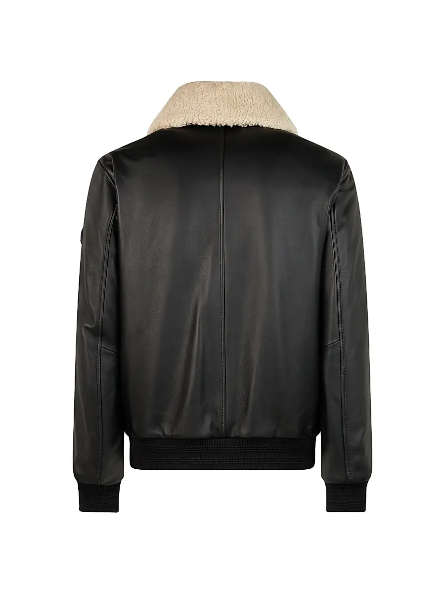 Moose Knuckles Men's Toba Shearling-Trim Leather Bomber Jacket | Thumbnail 3 Moose Knuckles Men's Toba Shearling-Trim Leather Bomber Jacket | Thumbnail 3
