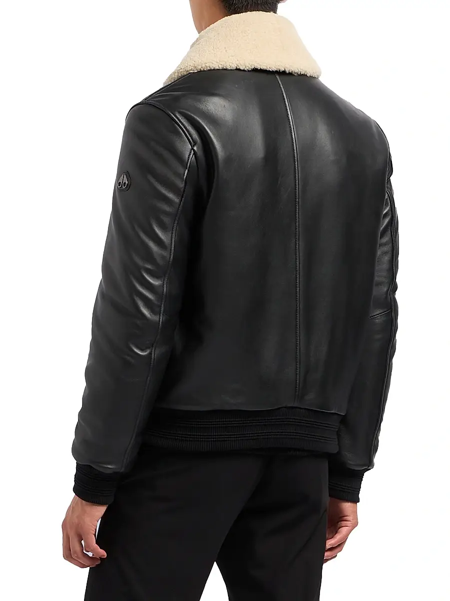 Moose Knuckles Men's Toba Shearling-Trim Leather Bomber Jacket | Thumbnail 5 Moose Knuckles Men's Toba Shearling-Trim Leather Bomber Jacket | Thumbnail 5