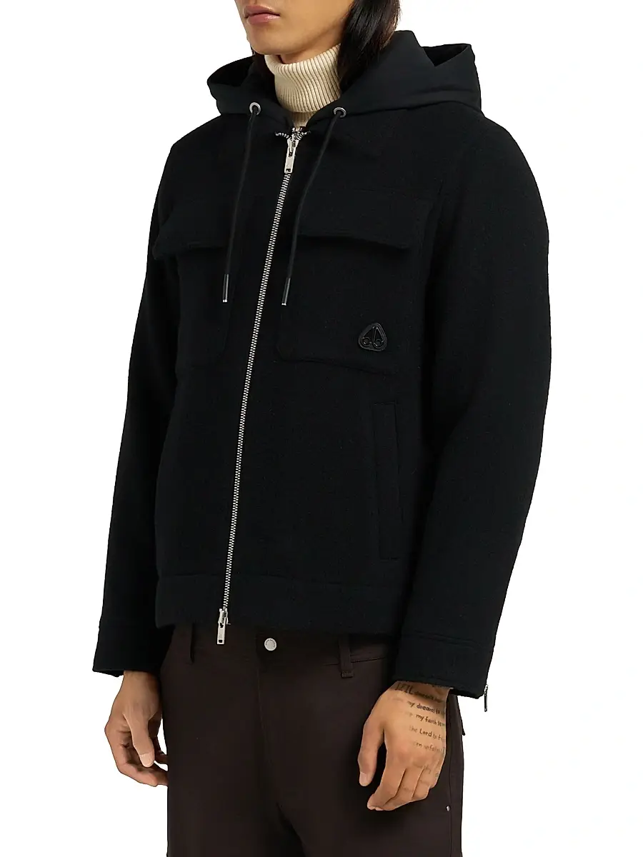 Moose Knuckles Men's Snowdon Wool-Blend Hooded Shirt Jacket | Thumbnail 4