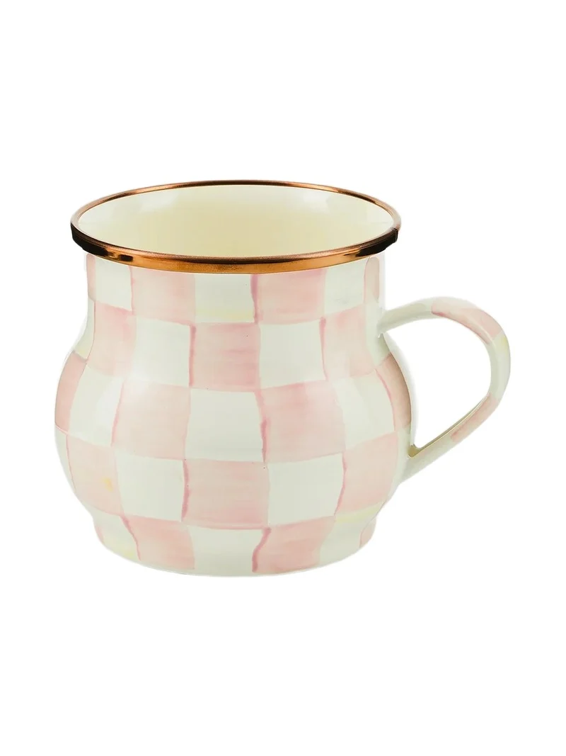 MacKenzie-Childs Rosy Check Enamel Mug