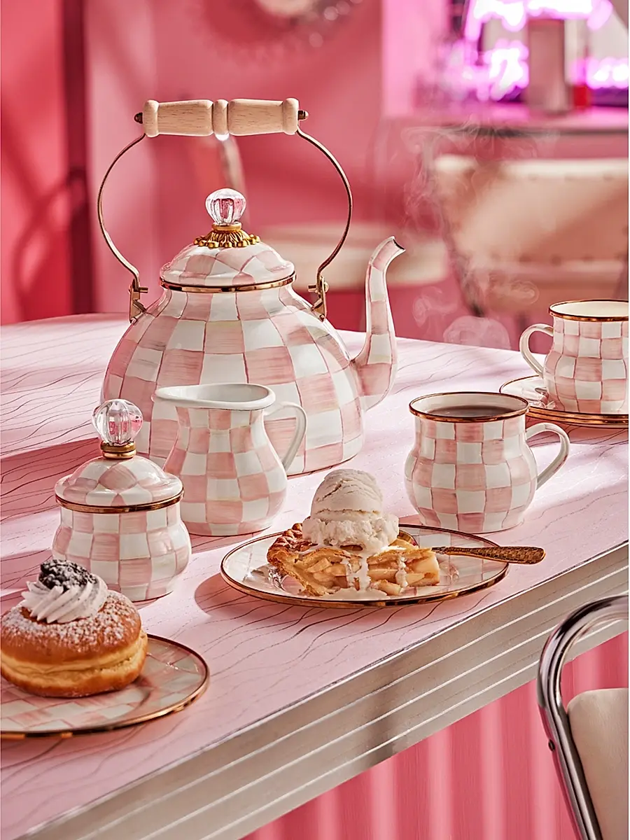 MacKenzie-Childs Rosy Check Enamel Lidded Sugar Bowl | Thumbnail 2 MacKenzie-Childs Rosy Check Enamel Lidded Sugar Bowl | Thumbnail 2
