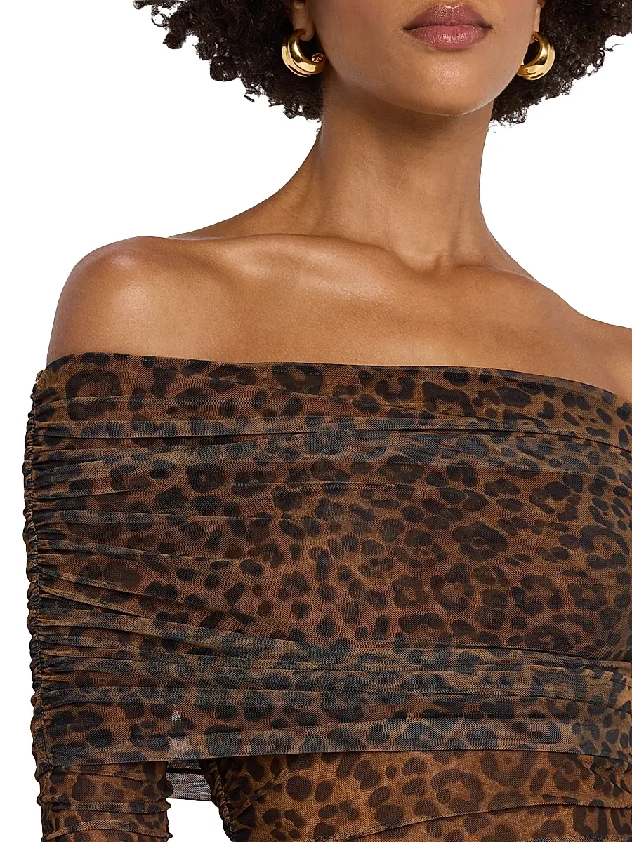 Lapointe Women's Leopard Mesh Body-Con Midi-Dress | Thumbnail 5 Lapointe Women's Leopard Mesh Body-Con Midi-Dress | Thumbnail 5