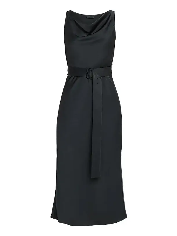 Women's Satin Belted Midi-Dress Women's Satin Belted Midi-Dress