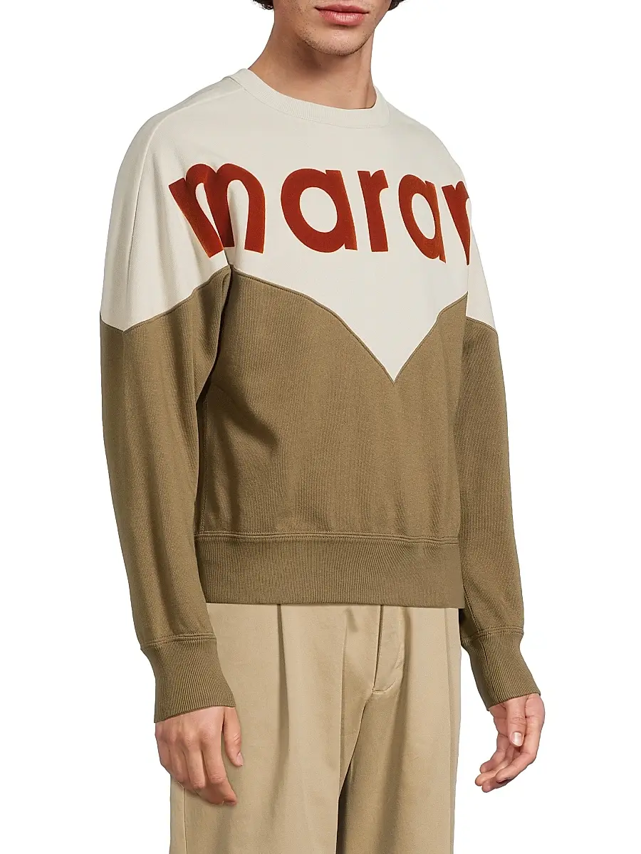 Isabel Marant Men's Logo Cotton-Blend Sweatshirt - Ecru Dark | Thumbnail 4