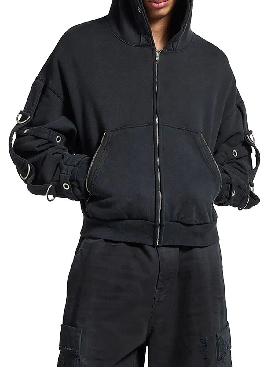 Balenciaga Men's D-Ring Cargo Zip-Up Hoodie - Faded Black | Thumbnail 5 Balenciaga Men's D-Ring Cargo Zip-Up Hoodie - Faded Black | Thumbnail 5