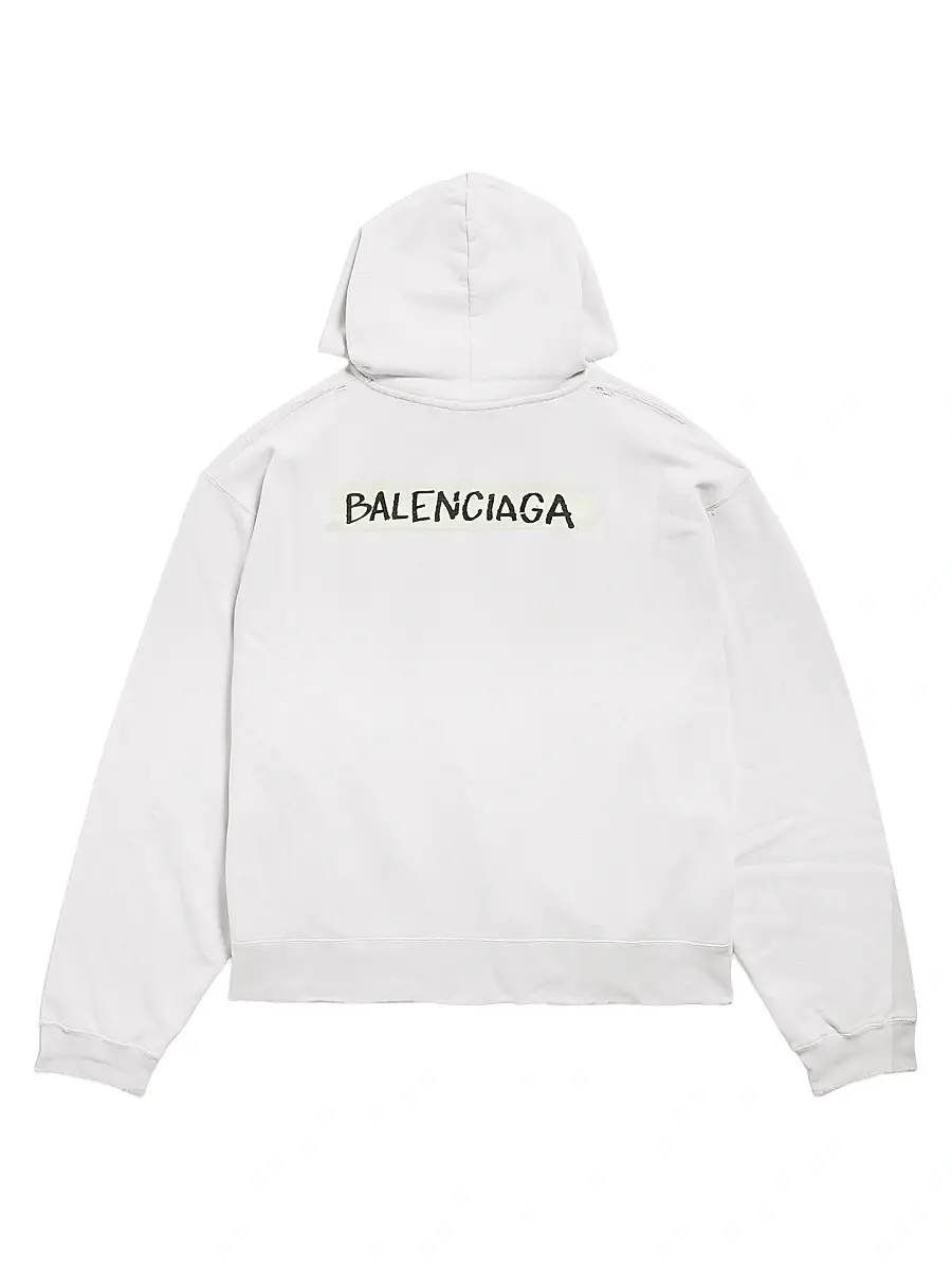 Balenciaga Men's Masking Tape Oversized Zip-Up Hoodie | Thumbnail 2 Balenciaga Men's Masking Tape Oversized Zip-Up Hoodie | Thumbnail 2