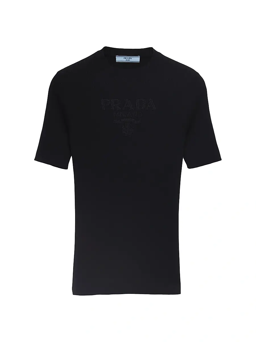 Prada Women's Cotton Crewneck Sweater - Black | Image 1 Prada Women's Cotton Crewneck Sweater - Black | Image 1
