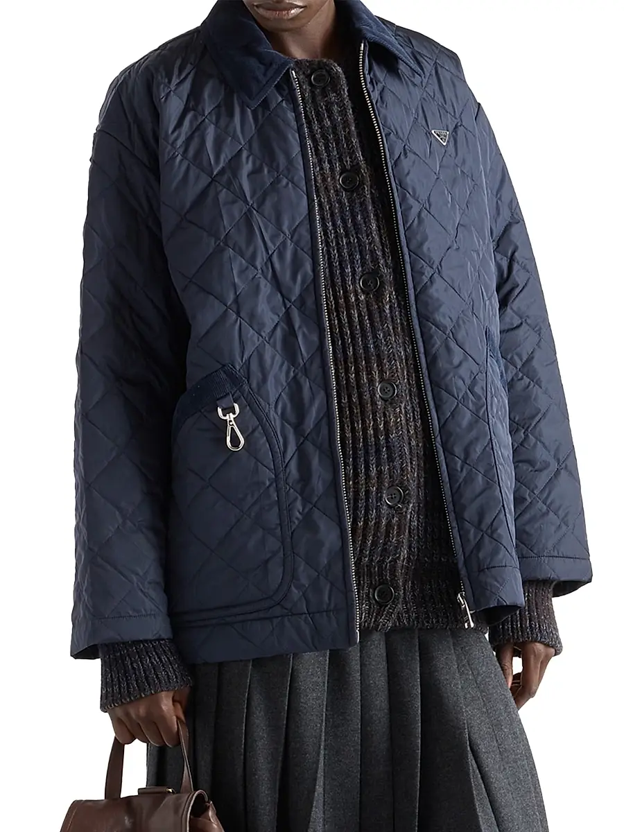 Prada Women's Re-Nylon Blouson Jacket - Blue | Thumbnail 2 Prada Women's Re-Nylon Blouson Jacket - Blue | Thumbnail 2