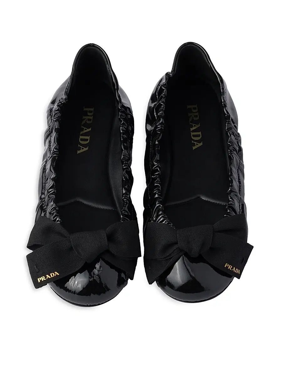 Prada Women's Patent Leather Ballerinas with Bow - Black | Thumbnail 2 Prada Women's Patent Leather Ballerinas with Bow - Black | Thumbnail 2