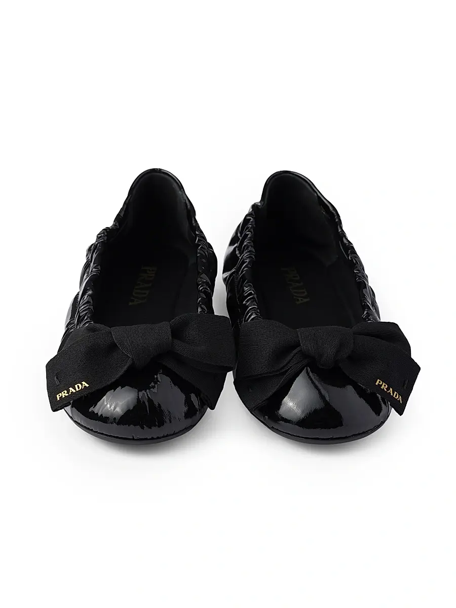 Prada Women's Patent Leather Ballerinas with Bow - Black | Thumbnail 5 Prada Women's Patent Leather Ballerinas with Bow - Black | Thumbnail 5