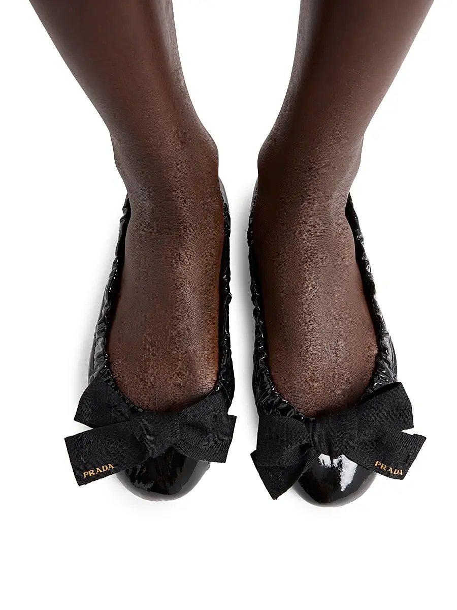 Prada Women's Patent Leather Ballerinas with Bow - Black | Thumbnail 7 Prada Women's Patent Leather Ballerinas with Bow - Black | Thumbnail 7