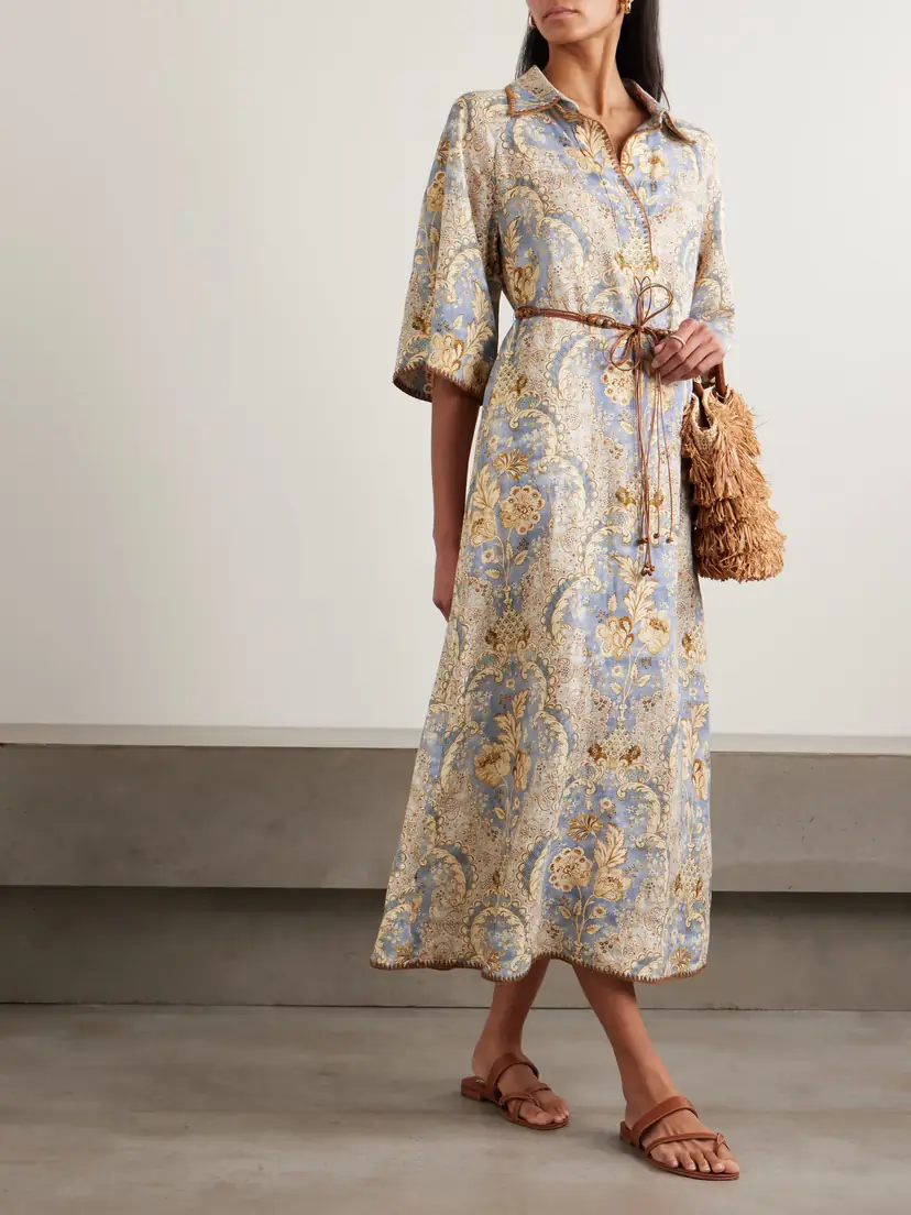 Zimmermann Daylight Belted Printed Linen Midi Dress | Thumbnail 2