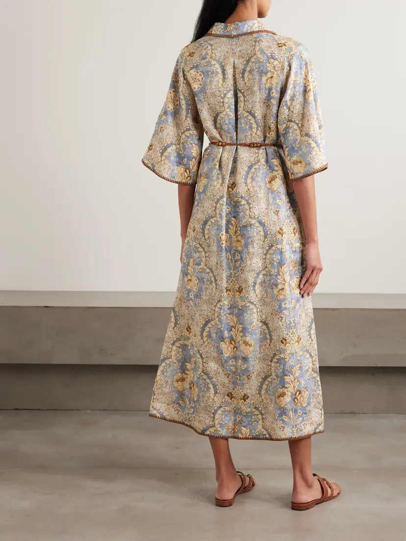 Zimmermann Daylight Belted Printed Linen Midi Dress | Thumbnail 3