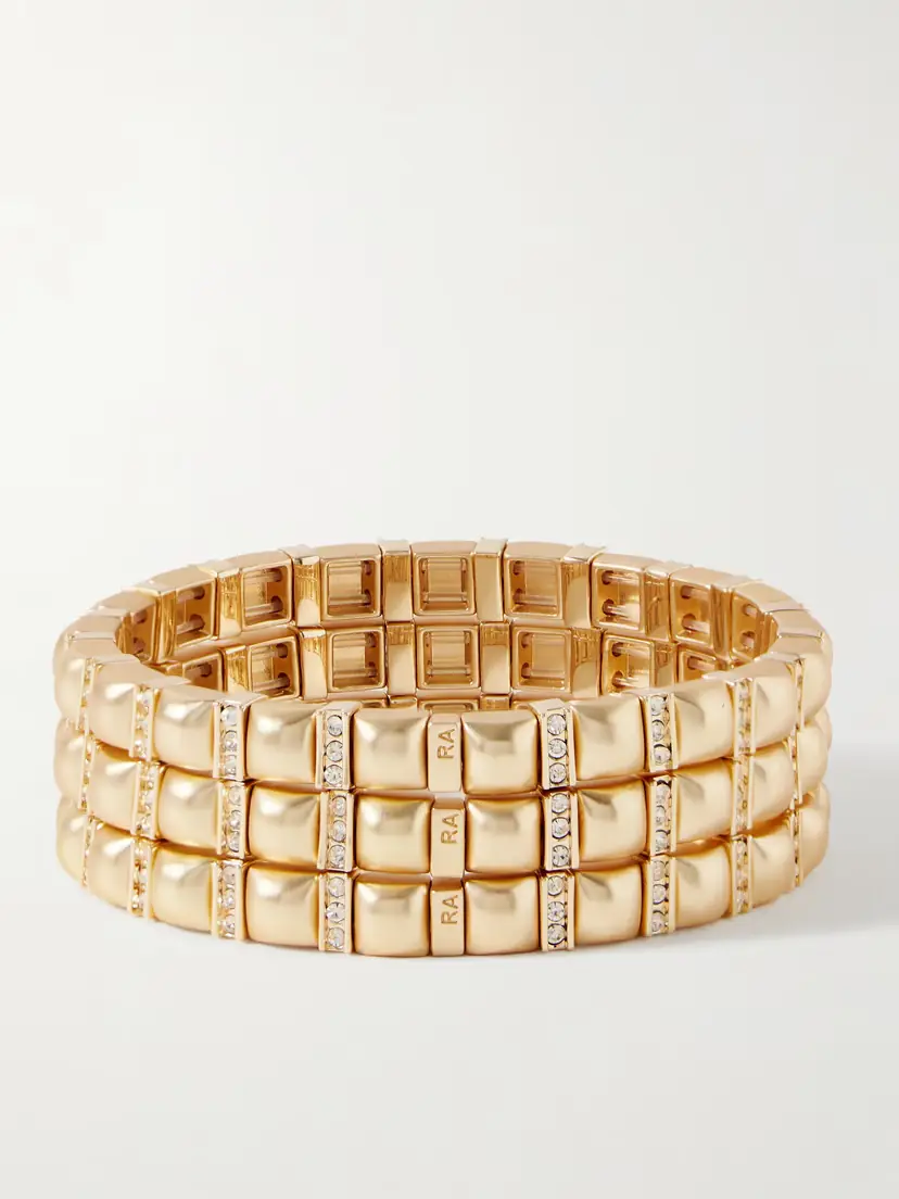 Roxanne Assoulin Set Of Three Gold-tone Crystal Bracelets | Thumbnail 3 Roxanne Assoulin Set Of Three Gold-tone Crystal Bracelets | Thumbnail 3