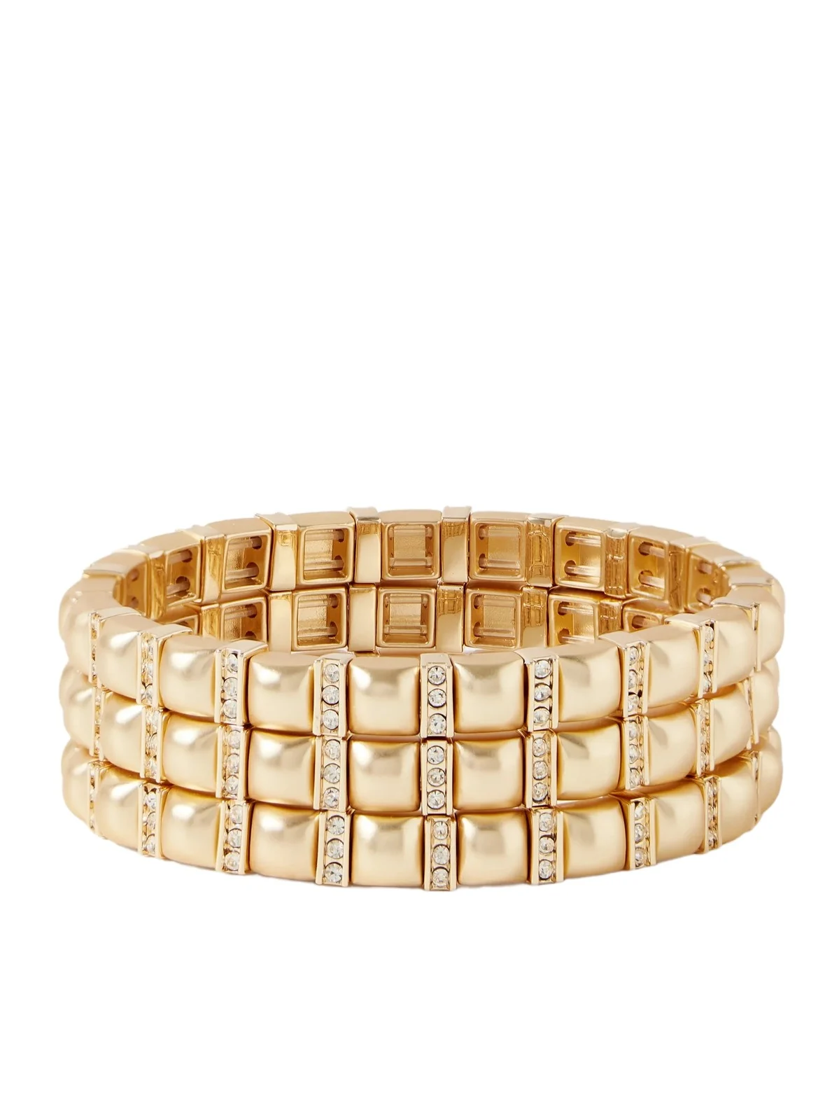 Set Of Three Gold-tone Crystal Bracelets Set Of Three Gold-tone Crystal Bracelets