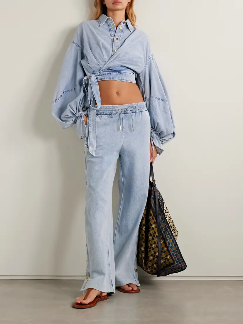 Zimmermann Cropped Wrap-effect Denim Top | Thumbnail 2