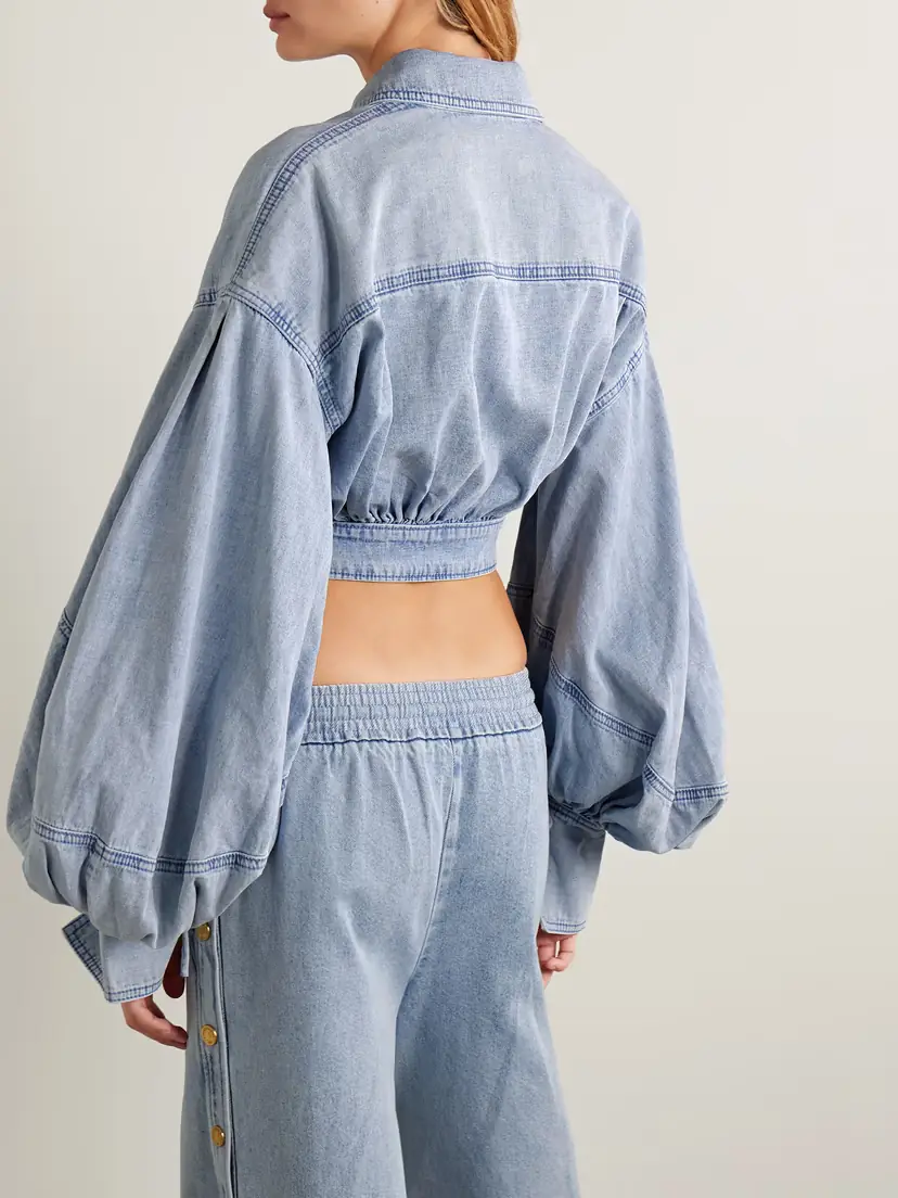 Zimmermann Cropped Wrap-effect Denim Top | Thumbnail 3
