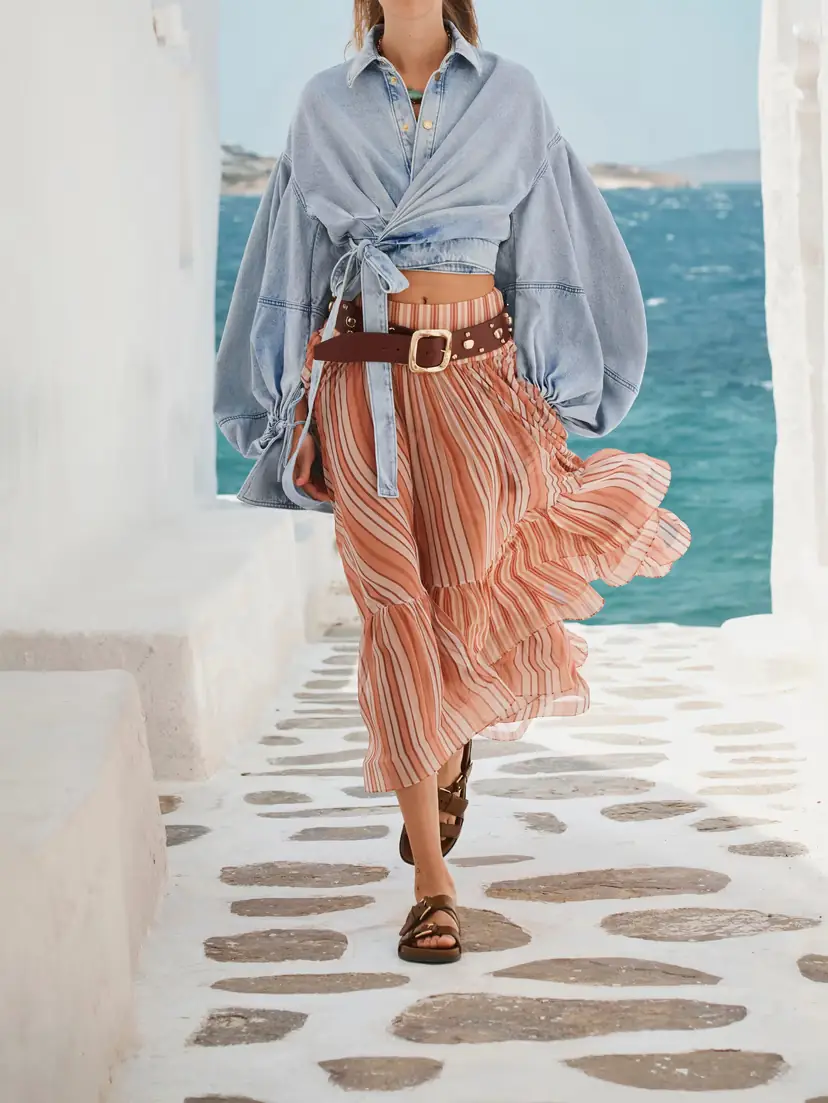 Zimmermann Cropped Wrap-effect Denim Top | Thumbnail 5