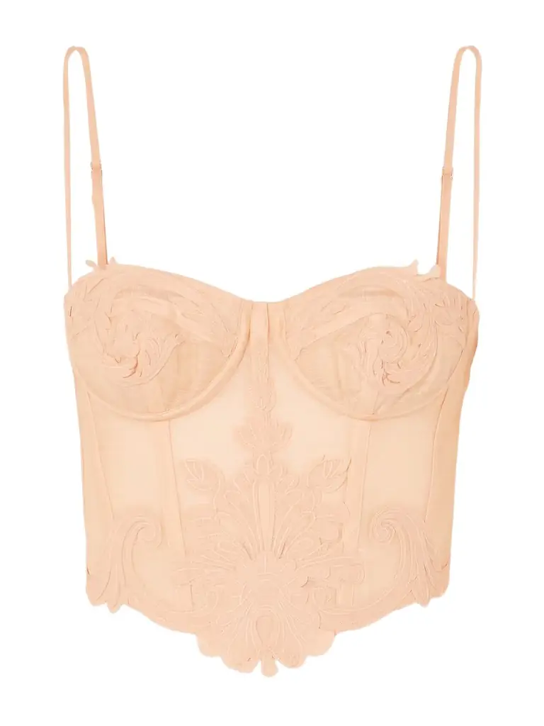 Zimmermann Rebellion Appliquéd Linen And Silk-blend Corset Top | Image 1 Zimmermann Rebellion Appliquéd Linen And Silk-blend Corset Top | Image 1