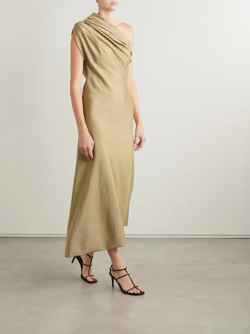 Khaite Coast Asymmetric One-shoulder Draped Lurex Dress | Thumbnail 2