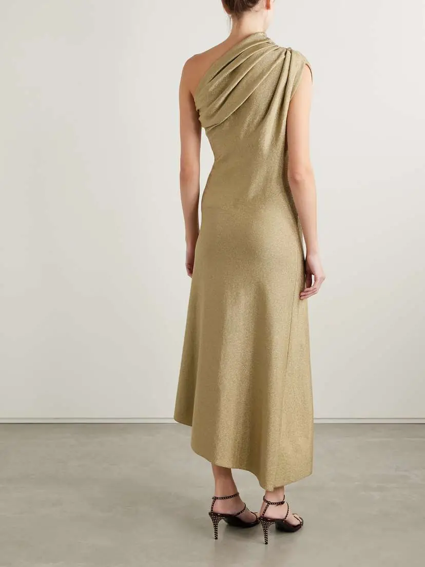 Khaite Coast Asymmetric One-shoulder Draped Lurex Dress | Thumbnail 3