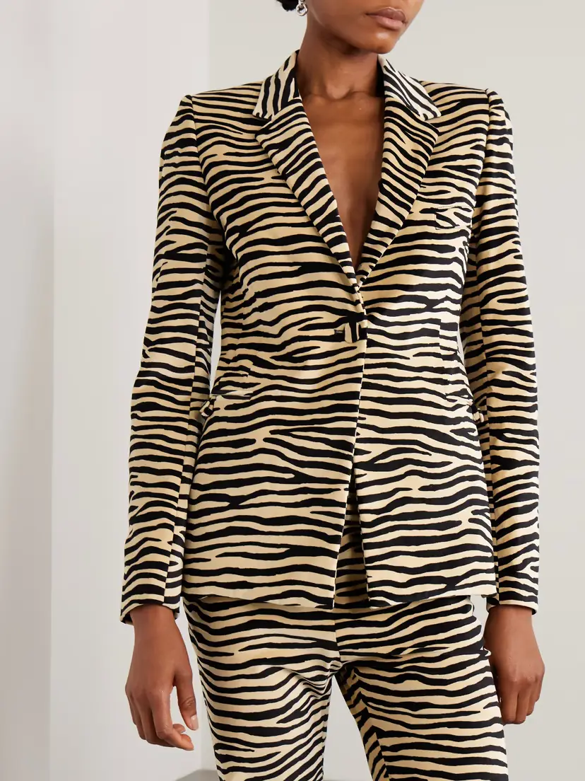 Rabanne Zebra-print Cotton-blend Velvet Blazer | Thumbnail 3 Rabanne Zebra-print Cotton-blend Velvet Blazer | Thumbnail 3