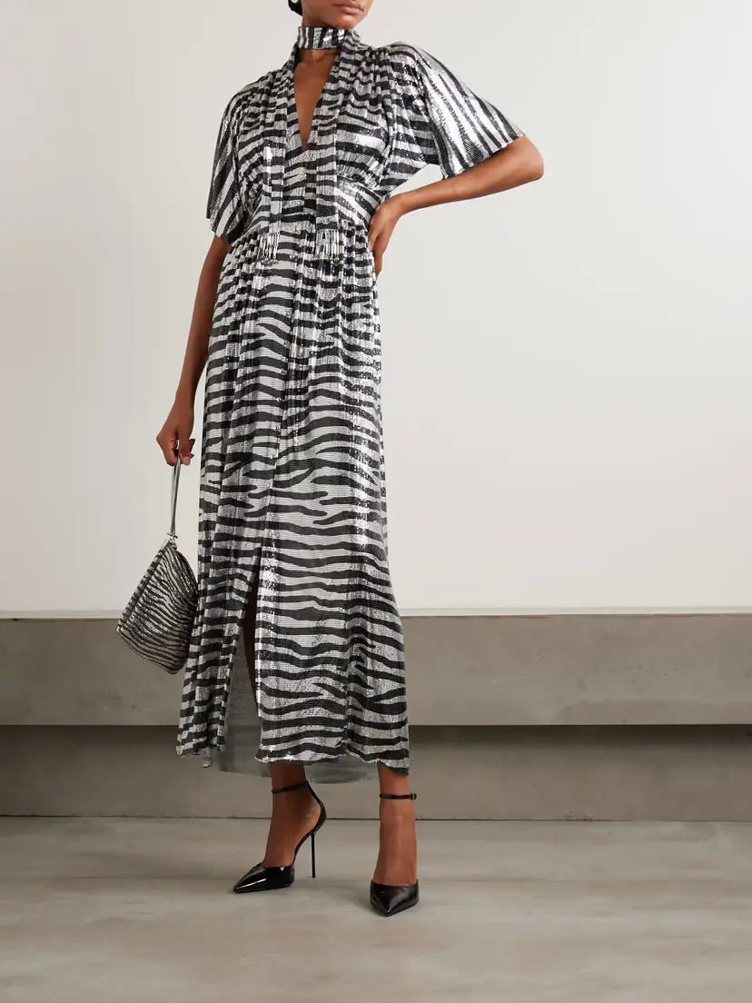 Rabanne Zebra-print Chainmail Midi Dress | Thumbnail 2 Rabanne Zebra-print Chainmail Midi Dress | Thumbnail 2
