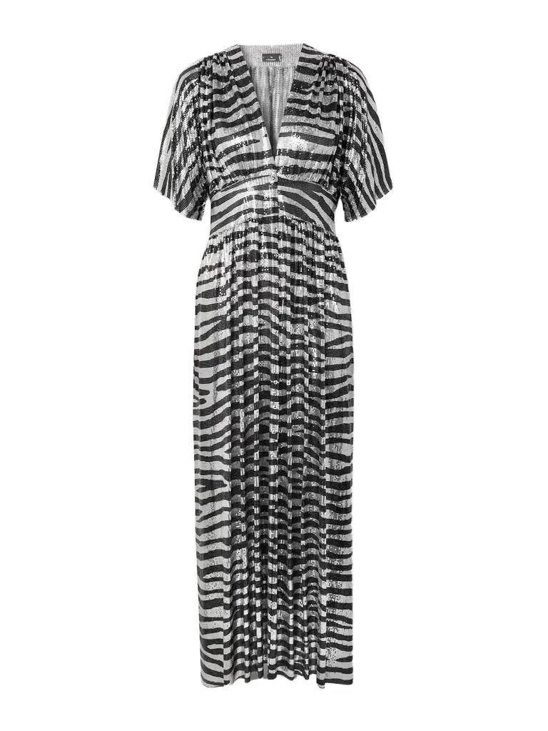 Zebra-print Chainmail Midi Dress