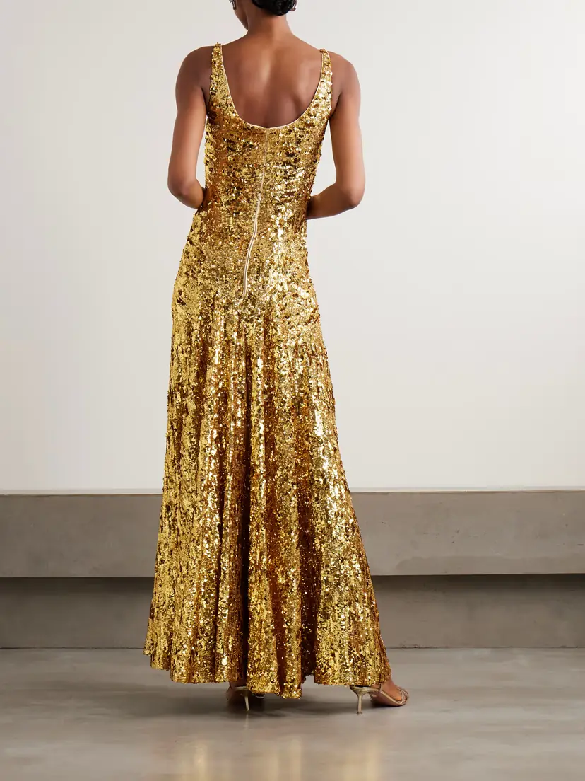 Rabanne Sequined Crepe De Chine Maxi Dress | Thumbnail 3