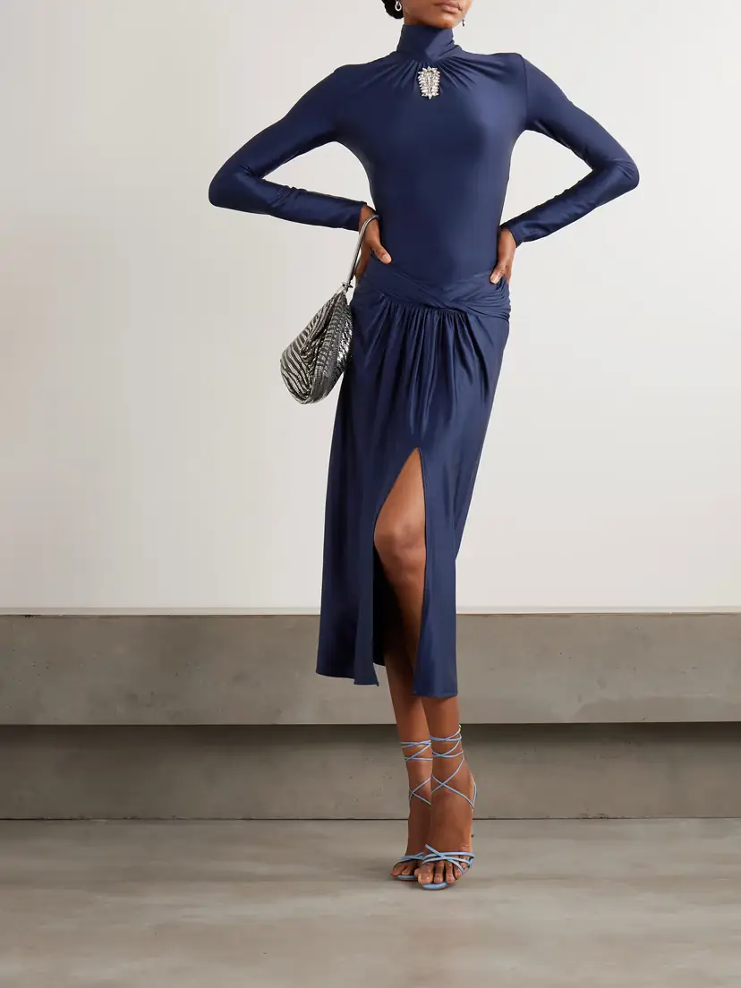 Rabanne Draped Satin-jersey Midi Skirt | Thumbnail 2