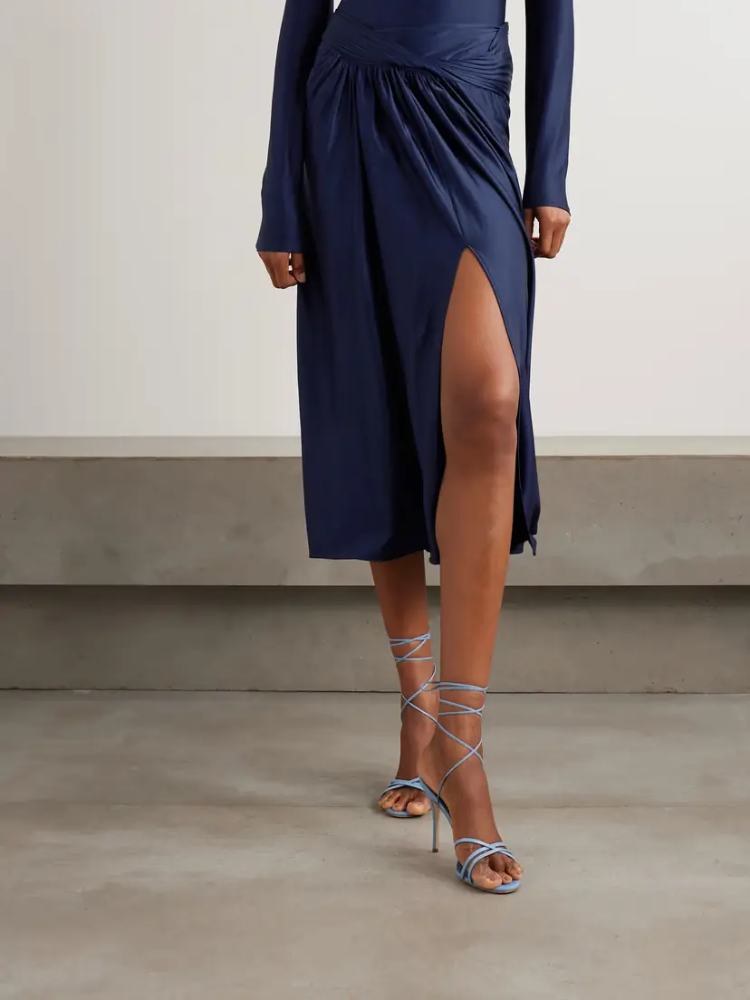 Rabanne Draped Satin-jersey Midi Skirt | Thumbnail 3