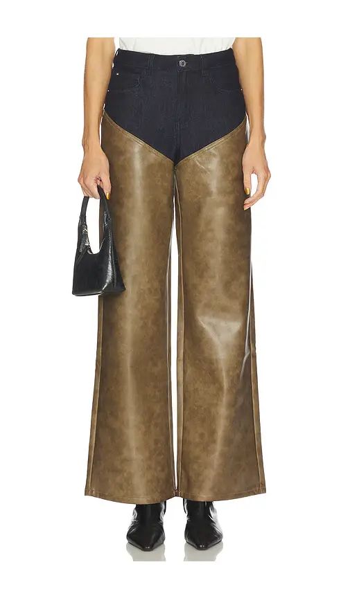WeWoreWhat High Rise Straight Leg Two Toned