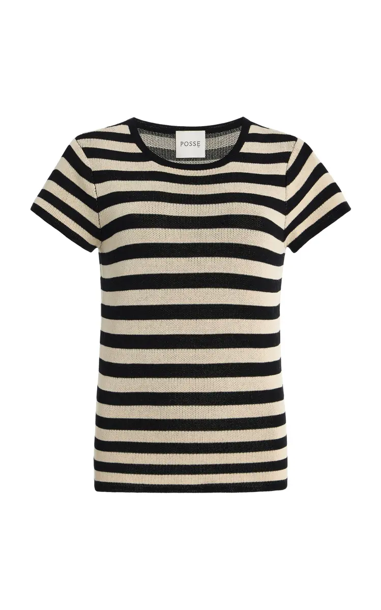 Posse Birdie Striped Knit T-Shirt | Image 1 Posse Birdie Striped Knit T-Shirt | Image 1