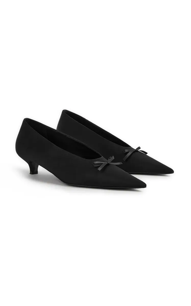 TOTEME Sharp Bow Satin Kitten Pumps | Thumbnail 3 TOTEME Sharp Bow Satin Kitten Pumps | Thumbnail 3