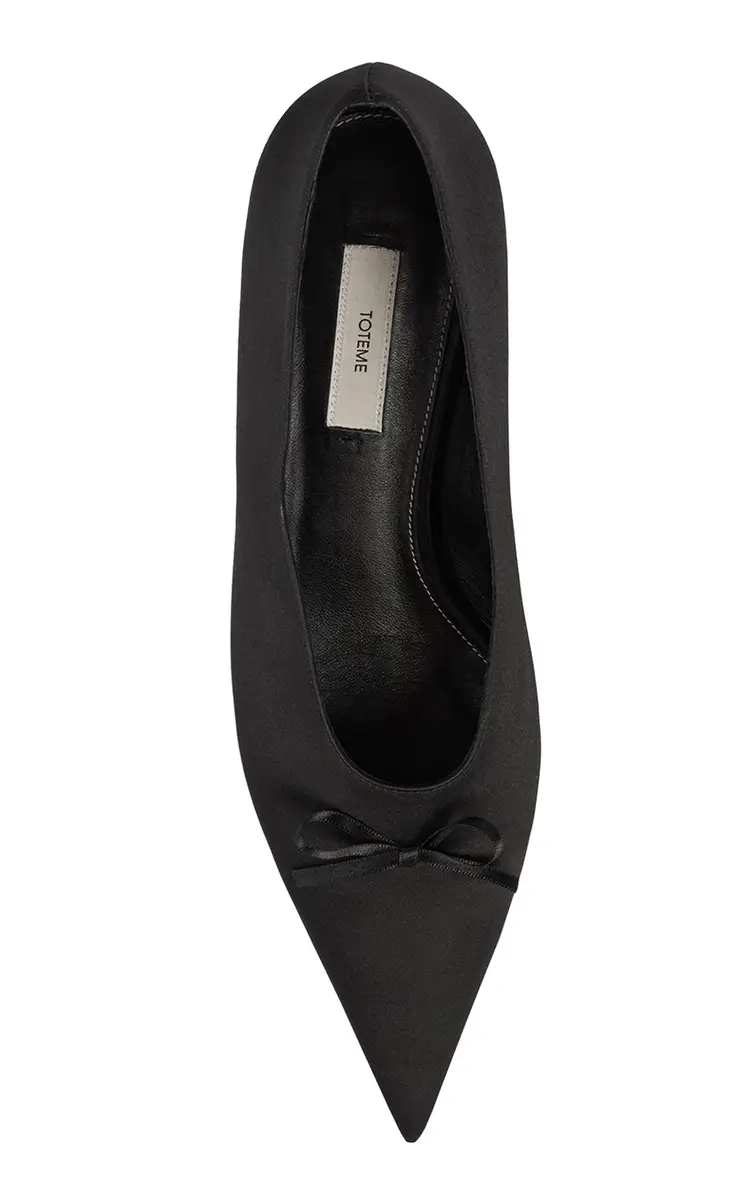 TOTEME Sharp Bow Satin Kitten Pumps | Thumbnail 4 TOTEME Sharp Bow Satin Kitten Pumps | Thumbnail 4
