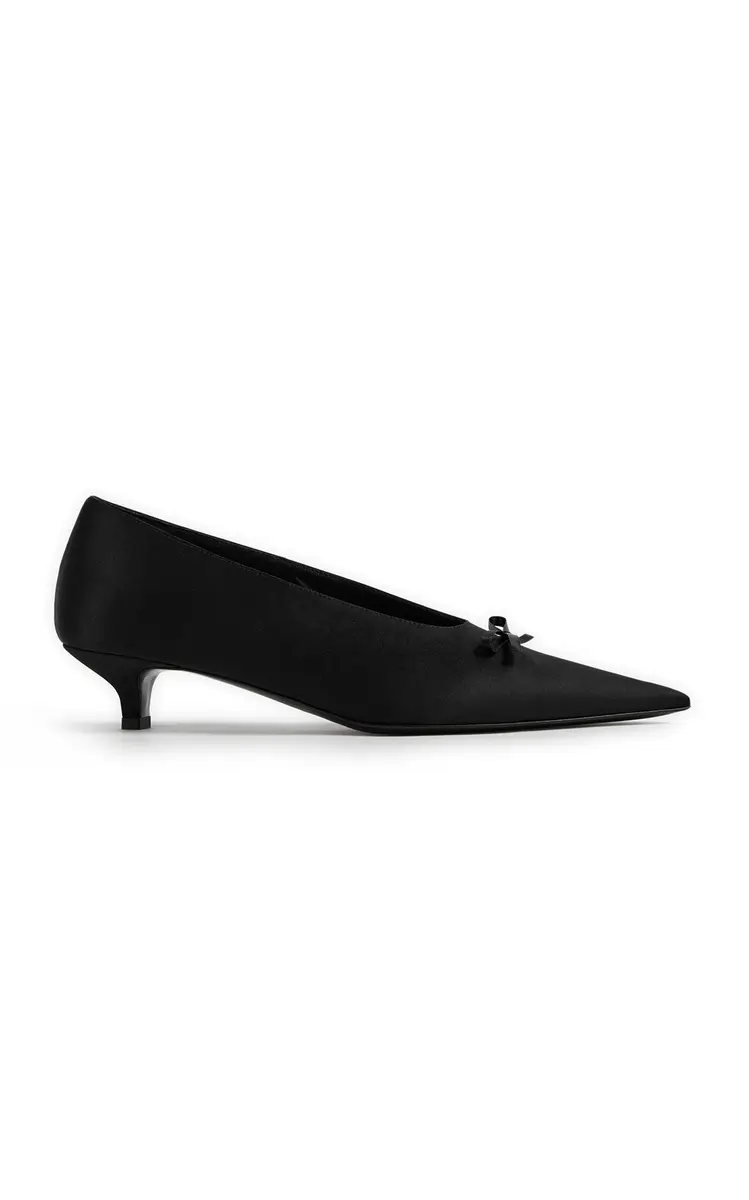 TOTEME Sharp Bow Satin Kitten Pumps | Thumbnail 7 TOTEME Sharp Bow Satin Kitten Pumps | Thumbnail 7