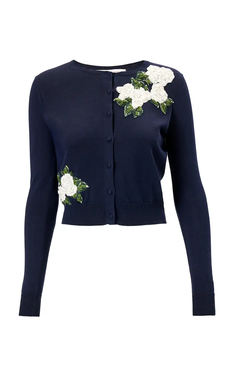 Carolina Herrera Floral-Embroidered Silk-Blend Cardigan | Thumbnail 5 Carolina Herrera Floral-Embroidered Silk-Blend Cardigan | Thumbnail 5